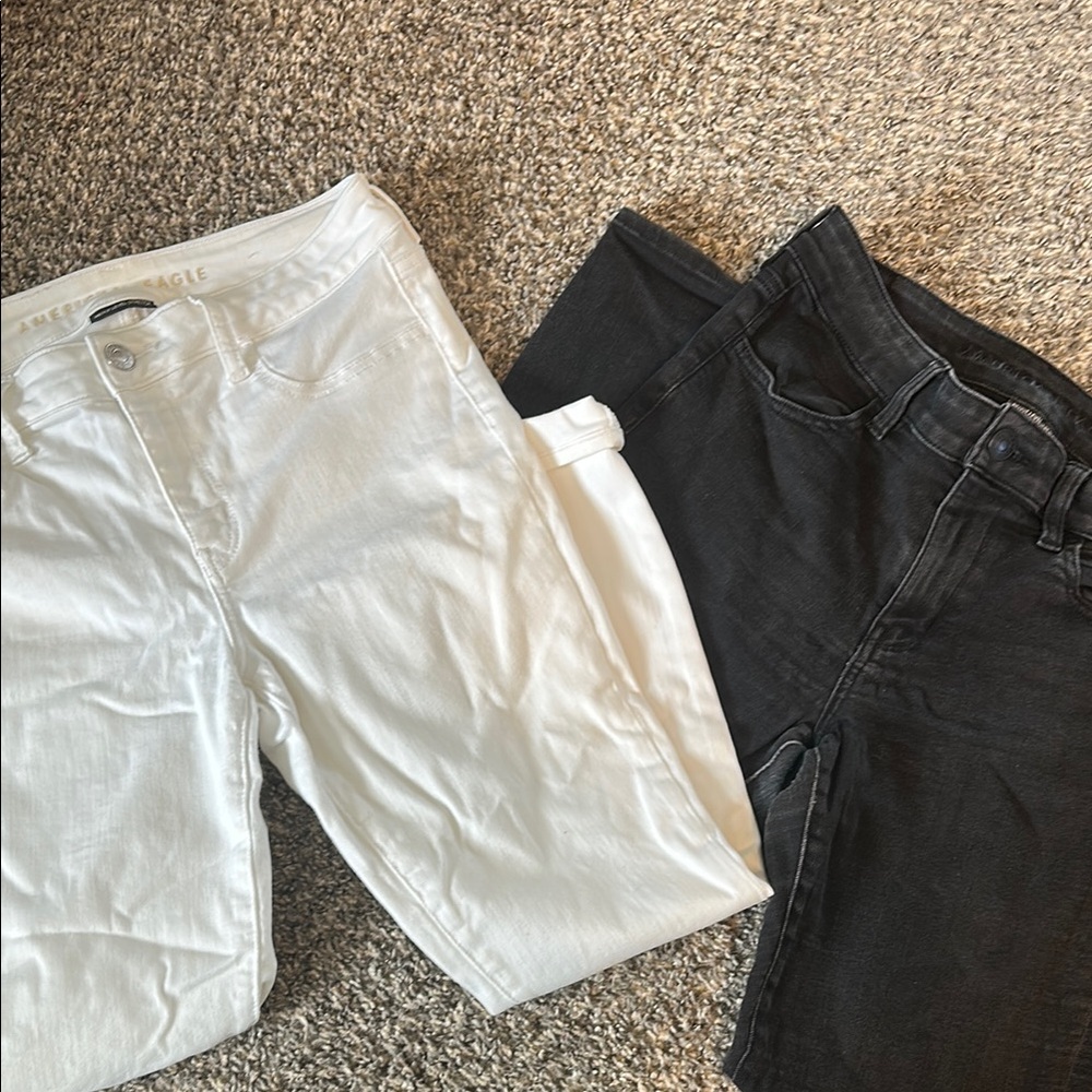 American Eagle White and Black Jeans